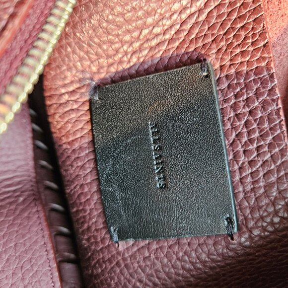 AllSaints Kita Leather Crossbody Bag in Burgundy - Picture 8 of 9
